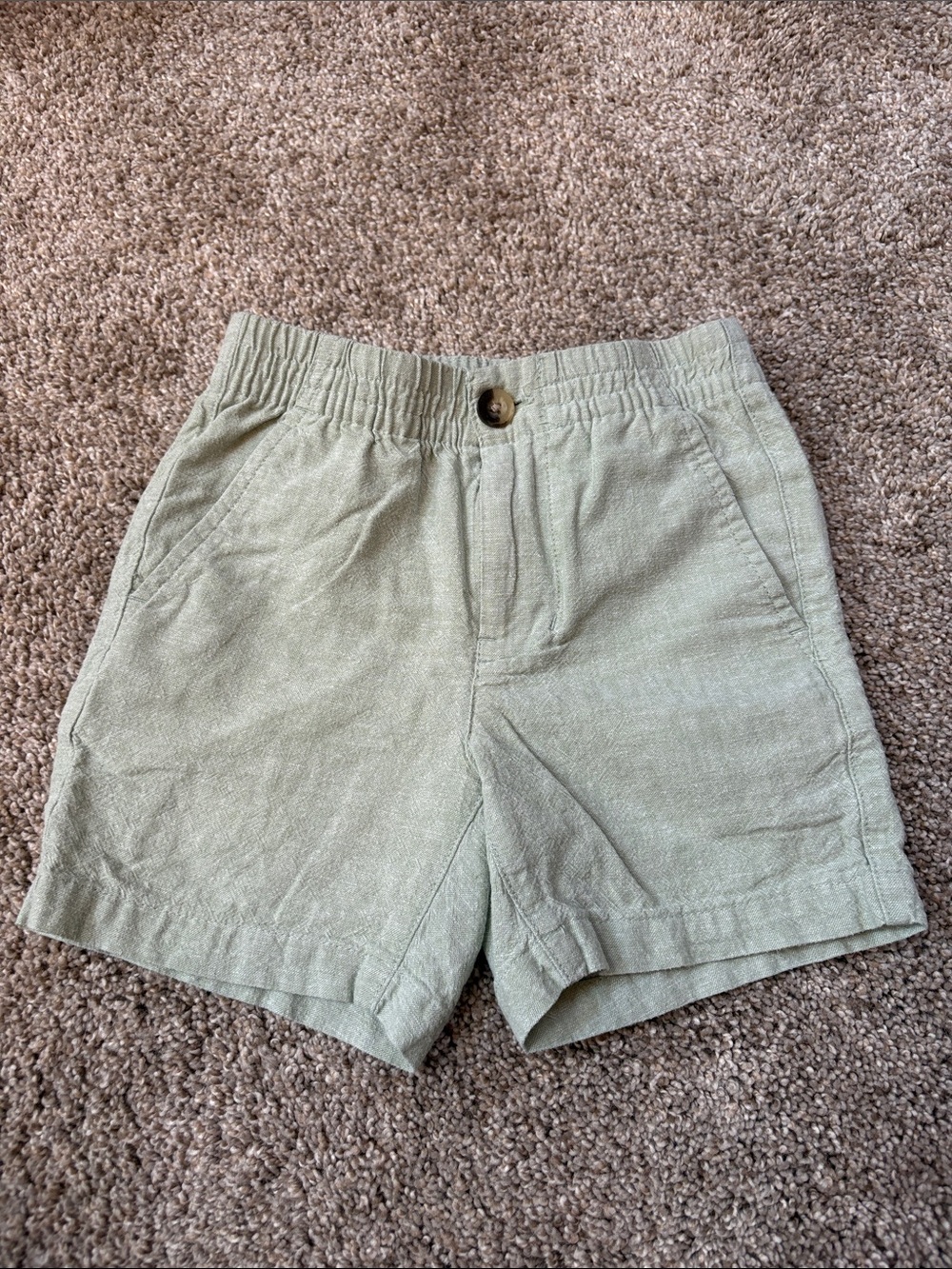 Janie and Jack Light Sage Green Pull-On Linen Shorts 2T EUC